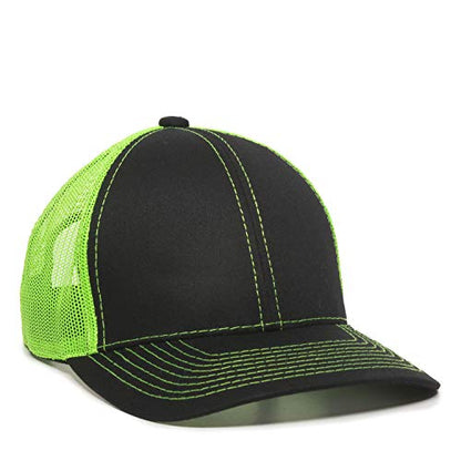 Outdoor Cap Unisex-Adult Outdoor Cap Structured Mesh Back Trucker Cap - color: Black/Neon Green