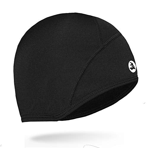 EMPIRELION Lightweight Thermal Skull Cap Ears Warm Cycling Helmet Liner Winter Running Beanie Hats Sweat Wicking - color: Black