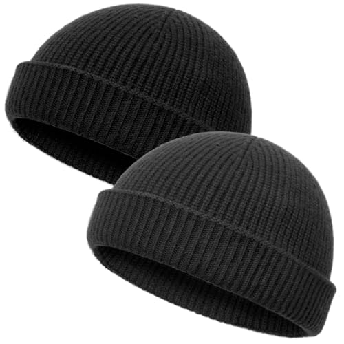 vidsel Thin Wool Fisherman Beanie Hat for Men Women Fall Winter Fashion Cap - color: 2-black, Dark Gray