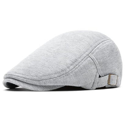 meioro Mens Cotton Newsboy Hat Adjustable Soft Fit Flat Cap for Men - color: Light Grey