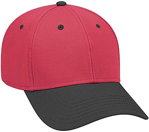 Ashen Fane 6 Panel Structured Low Profile Superior Cotton Twill Basic Baseball Hat - color: Blk/Red/Red