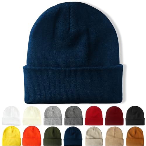 NPQQUAN Beanie for Women Winter Hats for Mens Beanie Cuffed Knit Beanies - color: Blue