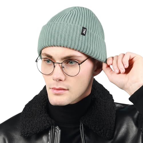 Fisherman Beanie Cuffed Knit Winter Hat Trawler Sailor Watch Cap Men Women - color: Ribbed (Aquastone)