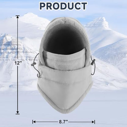 Balaclava Ski Mask for Men, Lining Windproof Ski Face Mask for Women, Adjustable Winter Cold Weather Face Cover - color: Grey
