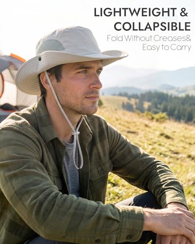 Sun Hats for Men Women UV Sun Protection Waterproof Wide Brim Bucket Hat - color: Light Grey