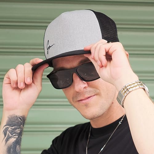 Grace Folly Trucker Hat for Men & Women. Snapback Mesh Caps - color: Black & Gray