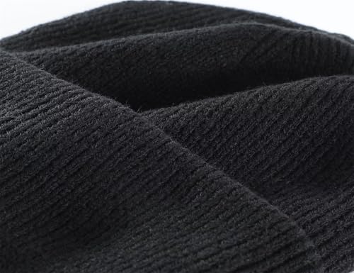 Connectyle Thick Cuffed Beanie for Men & Women Double Layer Knit Winter Hat Acrylic Watch Hat Warm Stocking Skull Cap - color: Black