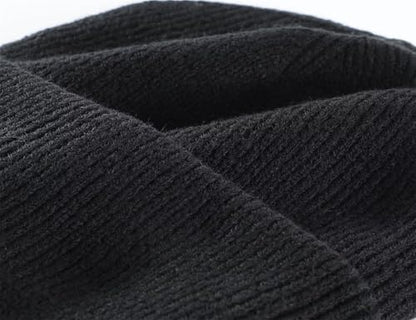 Connectyle Thick Cuffed Beanie for Men & Women Double Layer Knit Winter Hat Acrylic Watch Hat Warm Stocking Skull Cap - color: Black