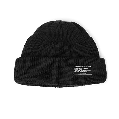 UNDERCONTROL Winter Trawler Fisherman Beanie Men Women Unisex Stylish Plain Docker Skull Hat Roll up Watch Cap Color Pack - color: Black