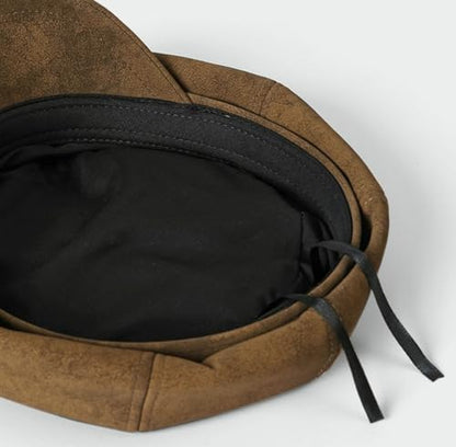 Womens 8 Panel Suede Newsboy-Cap Fall Winter Cabbie Beret Cap Retro British Gatsby Ivy Painter Visor Hat - color: Wine-red