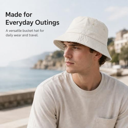 Cotton Bucket Hat Packable Beach Sun Hat for Women Men - color: Coffee+milkcoffee