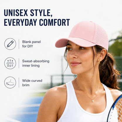 Quick Dry Baseball Cap Curved Brim Snapback Hat Mesh for Men Women - color: Pink