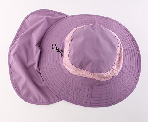 Home Prefer Outdoor UPF50+ Mesh Sun Hat Wide Brim Fishing Hat with Neck Flap Sun Hat for Men Women - color: Purple