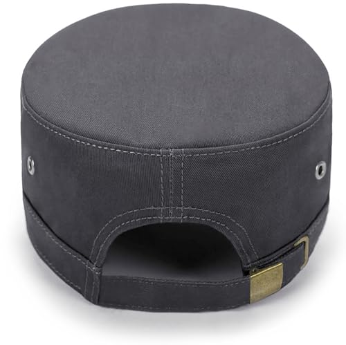 Initlove Cadet Army Cap Military Unisex Flat Top Hat for Men Women - color: Star Grey