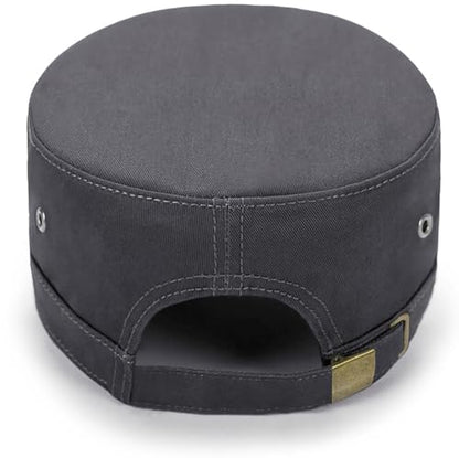 Initlove Cadet Army Cap Military Unisex Flat Top Hat for Men Women - color: Star Grey
