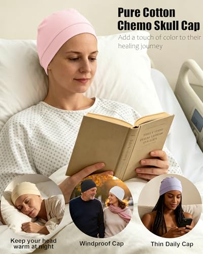 3-Pack 100% Cotton Skull Cap for Men Women Helmet Liner Caps - color: 3pcs-black,white,pink