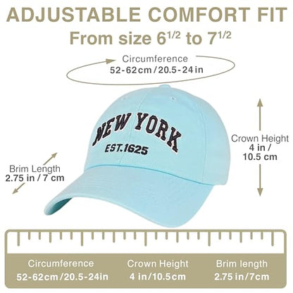 E BY ELIDAN NY Dad Hat, New York EST.1625 Cotton Baseball Cap Women & Men - color: Aqua