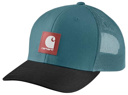 Carhartt Men's Rugged Flex Twill Mesh-Back Logo Patch Cap - color: Harbor Teal/Black