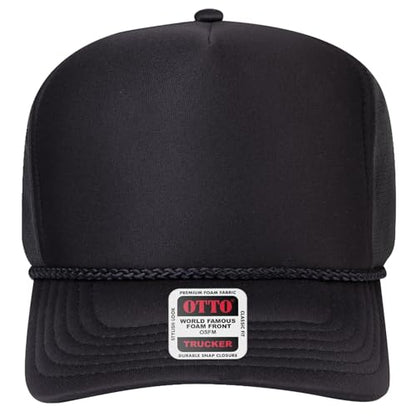 OTTO Cap 5 Panel High Crown Air Mesh Back Trucker Hat | Bulk Packs - color: 003c - Black