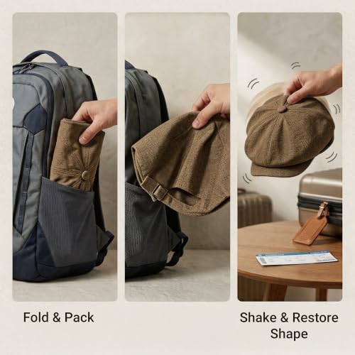 ZLYC Newsboy Cap for Men Summer Flat Cap Lightweight Beret Hat - color: Buckle Coffee
