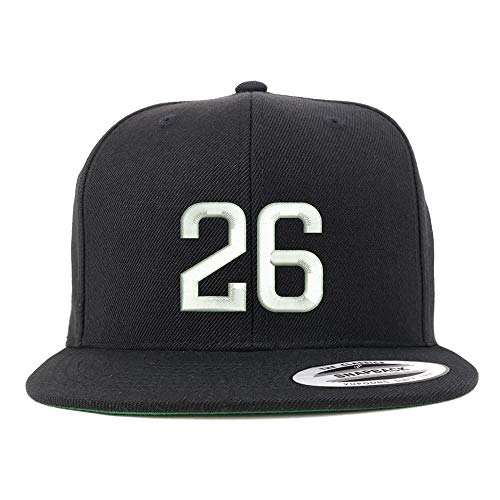 Trendy Apparel Shop Number 26 Embroidered Snapback Flatbill Baseball Cap - color: Black