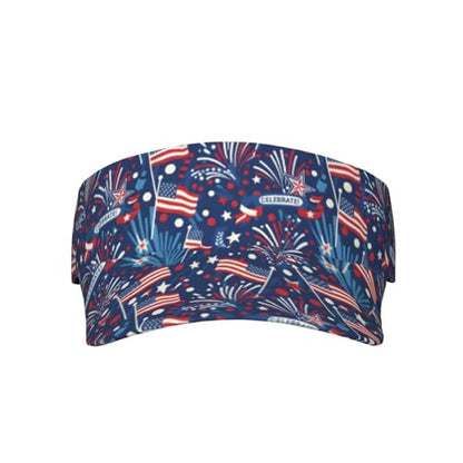 Adjustable Lightweight Open Top Sports Sun Visor Hat Cap for Golf Tennis - color: Patriotic Celebration