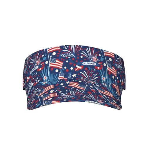 Adjustable Lightweight Open Top Sports Sun Visor Hat Cap for Golf Tennis - color: Patriotic Celebration