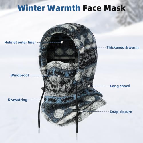 Ski Mask Balalclava Windproof Face Mask Warm Fleece Neck Cover for Cold Weather Helmet Hood for Men & Women - color: Fair Isle