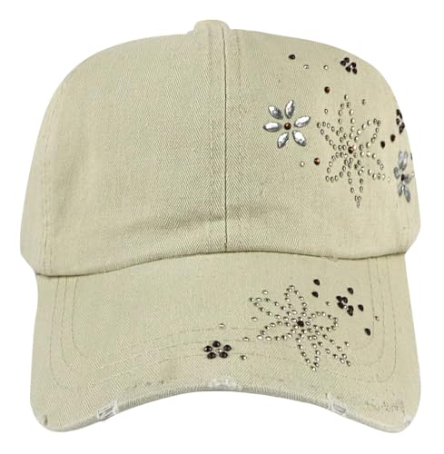 Vintage Distressed Washed Cotton Adjustable Baseball Cap Dad Hat - color: Beige-b