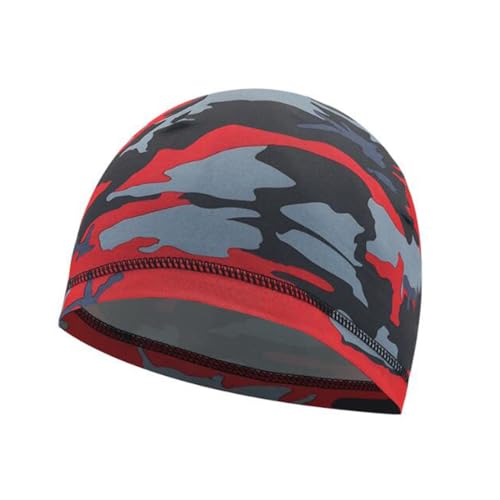 Helmet Skull Caps Sport Cycling Sweat Wicking Helmet Liner Quick Dry Running Hat for Men and Women - color: Camouflage Red