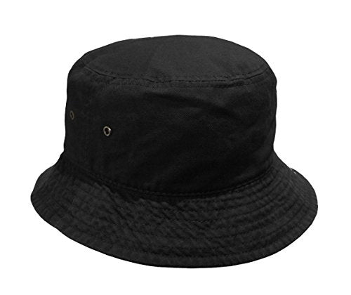 Newhattan Short Brim Visor Cotton Bucket Sun Hat - color: Black, size: Small-Medium