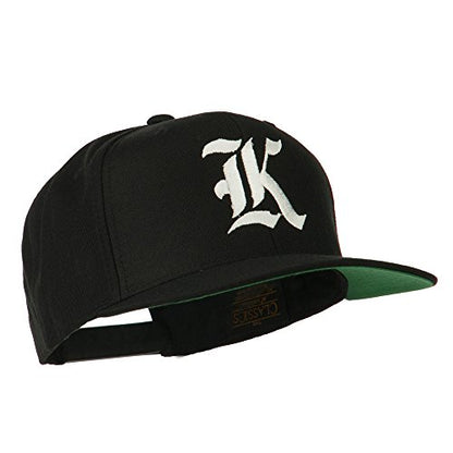 Old English K Embroidered Flat Bill Cap - color: Black