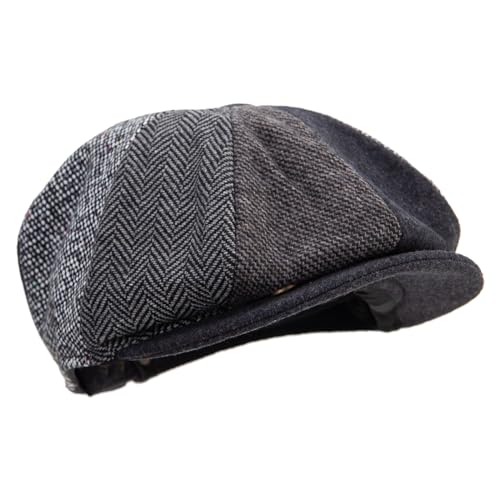 Jeanne Simmons Men's 8 Panel Patch Work Newsboy Cap - color: Grey, size: Large