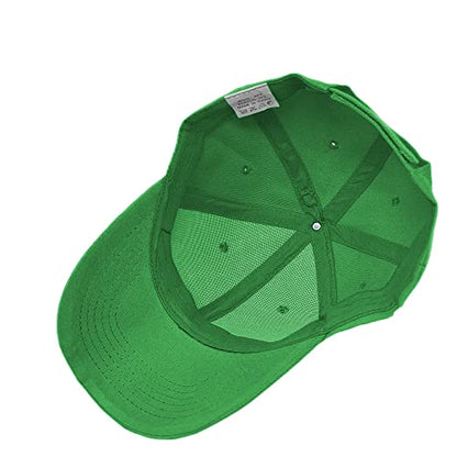 Glory Max Plain Baseball Cap Hook & Loop Strap Adjustable Solid Blank Curved Visor Hat - color: Kelly Green