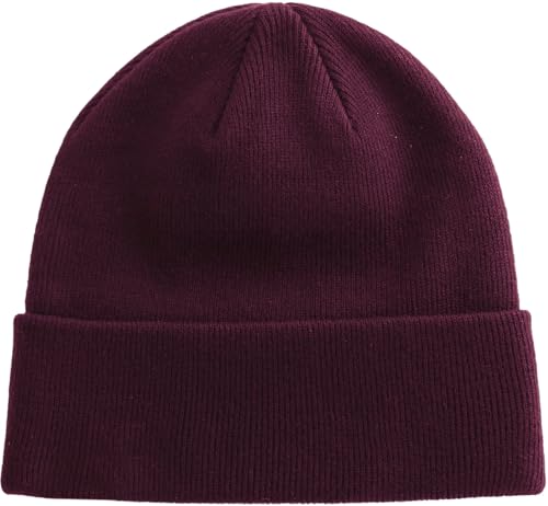 100% Cotton Beanie Hat Winter Hats Women Men Warm Knit Beanies - color: 1pcs Wine Red
