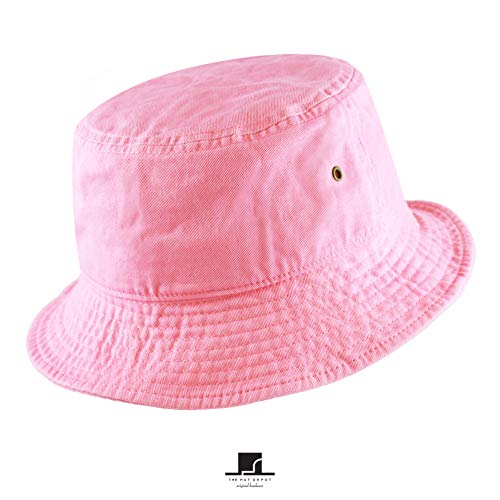 Cotton Bucket Hat Packable Sun Hat – Unisex Summer Travel Beach Fisherman Hat for Men Women Outdoor Fishing Hiking - color: 0. Pink, size: Small-Medium