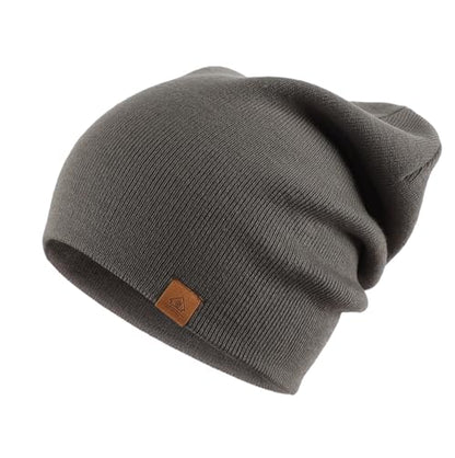 Home Prefer Mens Winter Hats Acrylic Knit Cuff Beanie Cap Warm Womens Beanie Hat - color: Grey