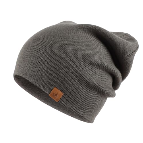 Home Prefer Mens Winter Hats Acrylic Knit Cuff Beanie Cap Warm Womens Beanie Hat - color: Grey