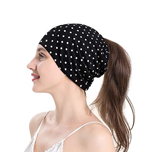 XYIYI Womens Chemo Headwear Hats Cotton Slouchy Beanie Cap Scarf - color: 2pcs Dot Plot-k