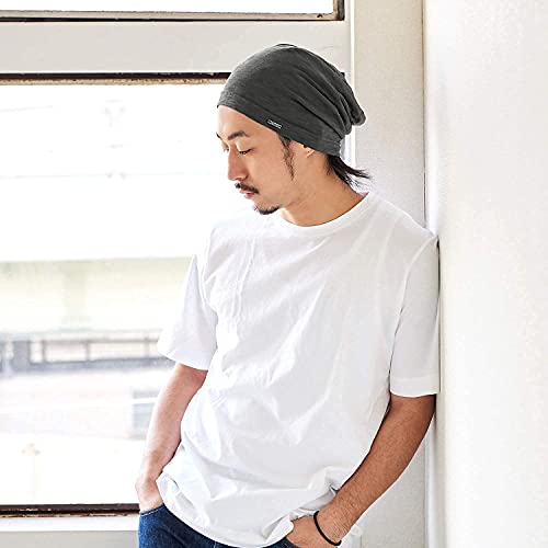 CHARM Black and Dark Gray Cotton Summer Beanies for Men & Women