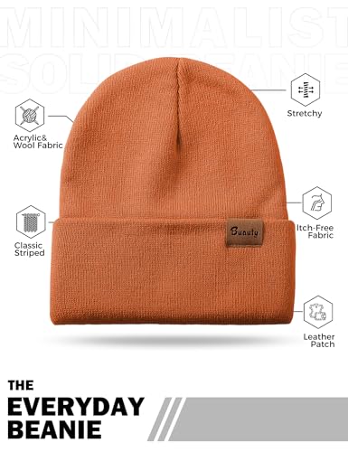 Beanie Hats for Men Women Knit Winter Hat, Warm Skull Stocking Cap, Striped Snow Hat Heated Cuffed Beanie - color: 2p-black+brown