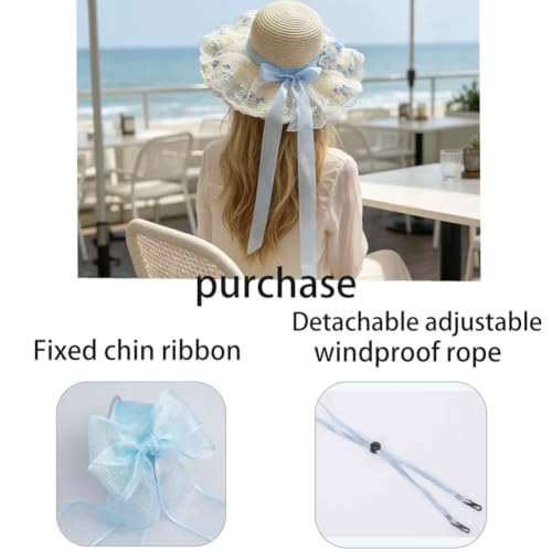Victorian HatBeach Hats for Women Big Straw Wide Brim Summer Hat Foldable
