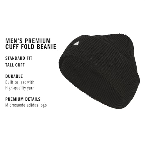 adidas Men's Premium Cuff Fold Beanie - color: Black/White