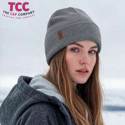 Beanie for Men Women | Cuffed Thick Soft Knitted Unisex Winter Hat Beanies Skull Cap - color: A02- Grey
