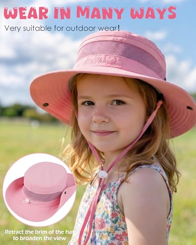 HONGTEYA Kids Sun Hat UPF 50+ Toddler Bucket Summer Hat Fishing Outdoor - color: Light Pink, size: 5-13 Years