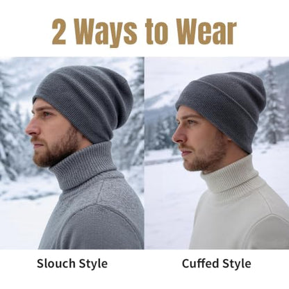 NPQQUAN 2 Packs Beanie for Men Women Winter Hats for Mens Beanie Skull Cap - color: Black+ginger