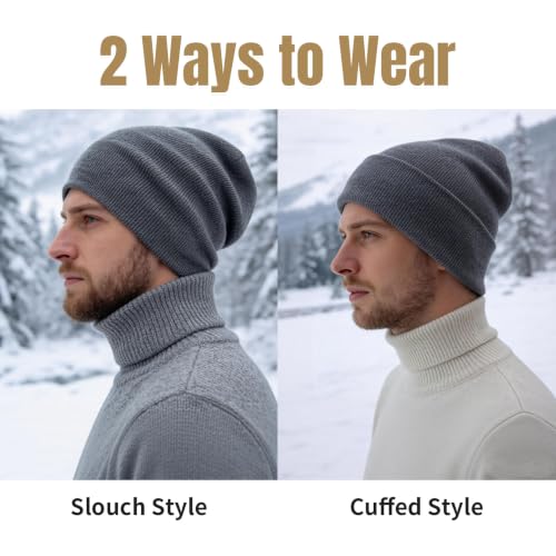 NPQQUAN 2 Packs Beanie for Men Women Winter Hats for Mens Beanie Skull Cap - color: Black+blue