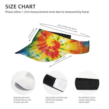 Adjustable Sun Visor Hats, Lightweight Open-Top Sports Visors - color: Tie Dye