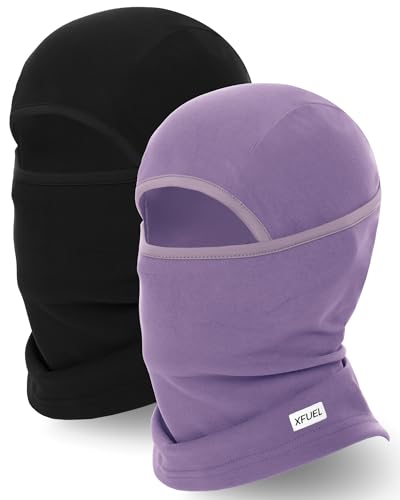 Winter Balaclava Ski Mask Warm and Fleece Full Face Cover for Men Women Cold Weather Skiing Motorcycle Neck Warmer - color: Black+purple