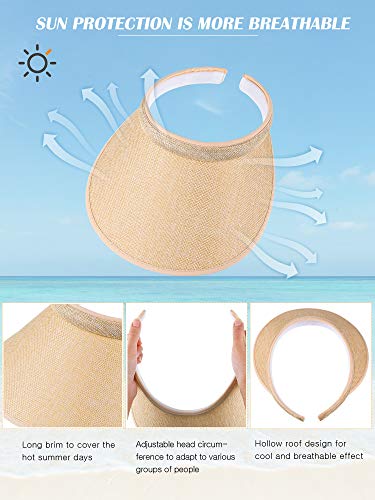 Wide Brim Sun Visor Hats - color: Black, White, Light Blue, Beige